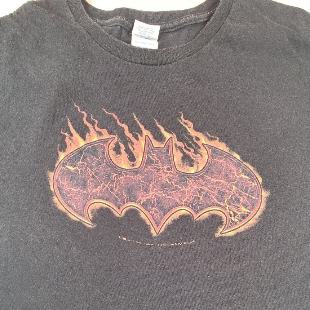 Delta Pro Weight Batman Flaming Logo Graphic T-Shirt Mens 3XL Black DC Comics